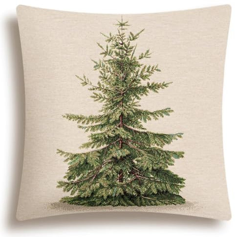 Home of Christmas Kissenhülle Weihnachten 45x45 cm Kissenbezug Gobelin Weihnachtskissen Sofakissen Dekokissen Kissen Reißverschluss (Baum (Glitzerlos))