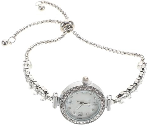 VALICLUD Damenuhr mit Strasssteinen, Silberne Armbanduhr Damen Elegant | Runde Form, Zinklegierung und Quarzwerk, für Festliche Anlässe, Vielseitiges Accessoire mit Kristallbesatz