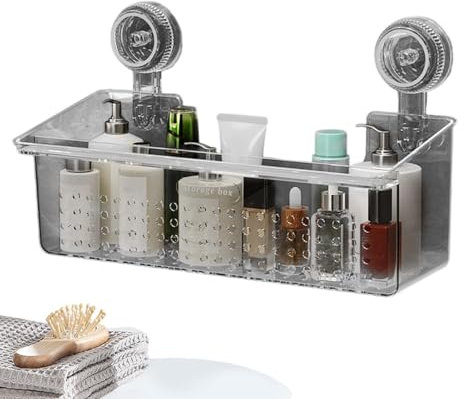 Caja de almacenamiento con ventosa para baño, organizador de ducha con ventosa, cesta de almacenamiento con ventosa, caja de almacenamiento con ventosa para baño, sin perforación, estante de almacenam