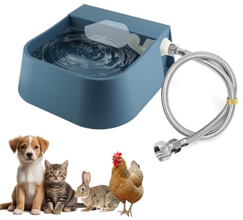 Billionchains Automatic Water Bowl for 3/4 GHT Male Faucet, 2L Outdoor Water Dispenser, Automatic Water Dispenser with 5ft Water Hose