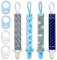Yesimola 4 PCS Schnullerkette Stoff Set,chnuller Kette Nuckelkette Passen Die Meisten Schnuller und Beißspielzeug,Cotton Schnullerkett für Neugeboren Mädchen und Jungs (Blau)