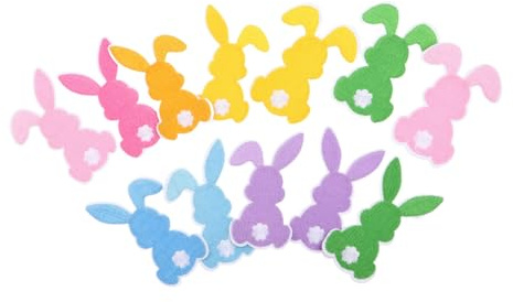 COMPUKAS 12stücke Osterhasen Aufnäher Niedliche Gestickte Tierflicken Zum Aufbügeln Für Kleidung Taschen Und -projekte Für Ostern Und Frühlingsfeste