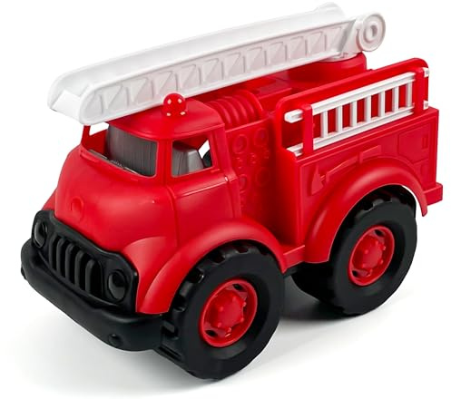 CELMAN Feuerwehrauto Spielzeug - Feuerwehrwagen mit beweglicher Leiter, Bio Sandspielzeug für Mädchen & Jungen, BPA-frei, spülmaschinenfest, für Garten & Sandkasten