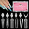 EBANKU 288 pezzi di gel di estensione per unghie in poli e 76 cuscinetti adesivi in silicone con sistema duetto a doppia forma, Stiletto bara PolyGel Forms Full Cover Nail Mold Tips, 6 stili in scala