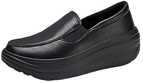 Generisch Scarpe ortopediche da donna con plateau, scarpe in pelle per il tempo libero, scarpe con tacco slip-on, sneaker da donna leggere, scarpe da lavoro comode, scarpe slip-on antiscivolo, scarpe