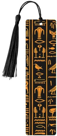 Lesezeichen aus Holz, antikes ägyptisches Hieroglyphe, Vintage-Lesezeichen mit Quaste, Lesezeichen für Frauen und Männer, Lese-Seitenmarkierungen, Geschenke für Buchliebhaber