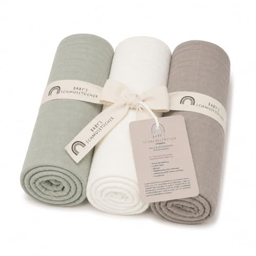Musselin Spucktücher Baby 3er Set - 70x70cm Mulltücher Baby Bio Baumwolle für Junge & Mädchen - Waschbare Musselintücher Mullwindeln Neugeborene - Musselin Tuch - Mulltücher groß Oeko-TEX zertifiziert