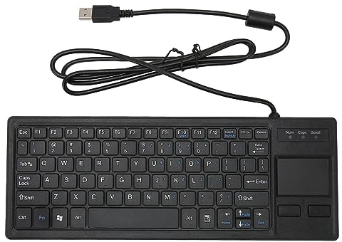 Annadue Wired USB Keyboard with Touchpad, X Type Scissor Keys, Built-In USB Hub, UK QWERTY Layout, Ultra Thin Compact Design, Black