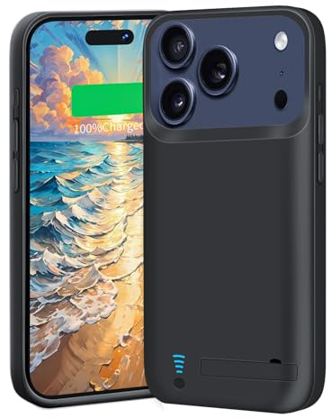 BAHOND Battery Case for iPhone 17 Pro, 5000mAh Rechargeable Extended Battery Charging/Charger Case, Add 100% Extra Juice (6.3 Inches) Black