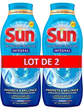 Sun Gel Lave-Vaisselle Tout En 1 900ml 45 Doses - Lot de 2