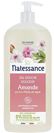 Natessance gel douche amande-parfum pêche de vigne sans sulfates 1L