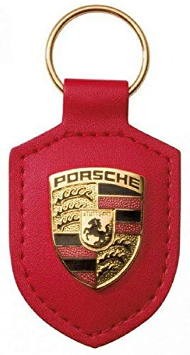 ORIGINAL Porsche Schlüsselanhänger ROT Leder mit Wappen WAP0500920E