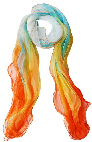 Chiffon Schal aus 100% Seide Seidenschal Tricolor Mehrfarbig 3 lagig 25x180cm 4745