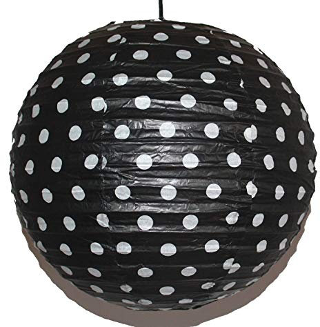AAF Nommel®, Lampion 1 Stk. Papier, schwarz mit weissen Punkten, Asia-Art-Factory, rund Ø 40 cm, Nr. 710