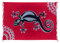 Kascha Sarong Pareo Wickelrock Strandtuch Tuch Wickeltuch Handtuch - Blickdicht - ca. 170cm x 110cm - Rot Grau mit Gecko Motiv Handgefertigt inkl. Kokos Schnalle in Rauteform