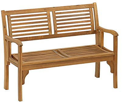Dehner Klappbank Douglas, 2-Sitzer, ca. 119 x 62 x 90 cm, aus FSC® - zertifiziertem Akazienholz, natur