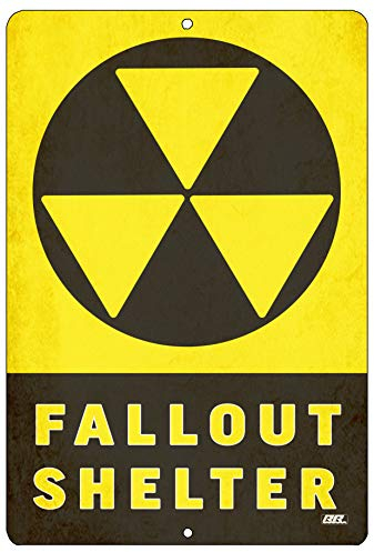 Rogue River Tactical Lustiges Metall-Blechschild mit Aufschrift Warning Nuclear Radiation Fallout Shelter für Zuhause, Arbeit, Büro, Wanddekoration, Bar, Männerhöhle