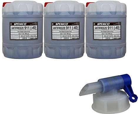 3x 20 L PEMCO Antifreeze 911 Kühlerfrostschutz blau Fertiggemisch + Auslaufhahn Typ G11