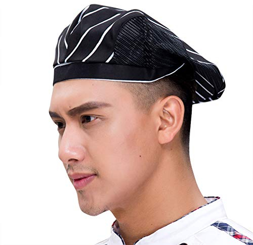 IBLUELOVER Kochmütze Barett Damen Herren Kochhaube Baumwolle Unisex Arbeitskappe Atmungsaktives Mesh Bistromütze Bäcker Küchenchef Hut Chef Cook Cap Kochen Mütze für Hotel Restaurant Kochparty