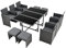 [en.casa] Polyrattan Sitzgruppe Laredo XL wetterfest stapelbar 11-teiliger Gartenmöbelset Tisch & 6 Stühle & 4 Hocker mit Kissen für Garten und Terrasse Dunkelgrau