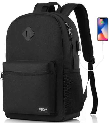 YAMTION Zaino per computer portatile da 17,3 pollici per uomo e donna, zaino da scuola, borsa per scuola borsa per ragazzi