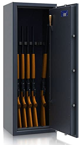 SafeHero Waffenschrank Klasse 1 EN 1143-1 Secureo Eagle 7 | Waffenschrank 1 für 7 Langwaffen | Langwaffenschrank Elektronikschloss & Notschlüssel | Waffenschrank Langwaffen, Kurzwaffen + Munition