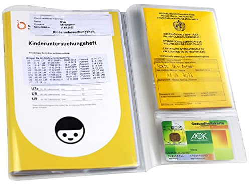 OLGS U-Heft Hüllen transparent 3-teilig | Uhefthüllen für Kinderuntersuchungsheft aus Kunststoff | Schutzhüllen mit Fach für Impfpass, Untersuchungsheft Hüllen für Baby & Kinder (Blanko 10 Stk.)