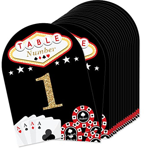 Big Dot of Happiness Las Vegas – Casino Party doppelseitige 12,7 x 17,8 cm Karten – Tischnummern – 1-20