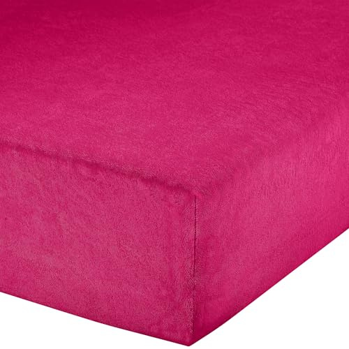 Erwin Müller Spannbettlaken, Spannbetttuch Erding Frottee-Stretch pink Größe 180x200 cm - 200x200 cm - hautsympathisch, kuschelig, bügelfrei, Rundumgummi