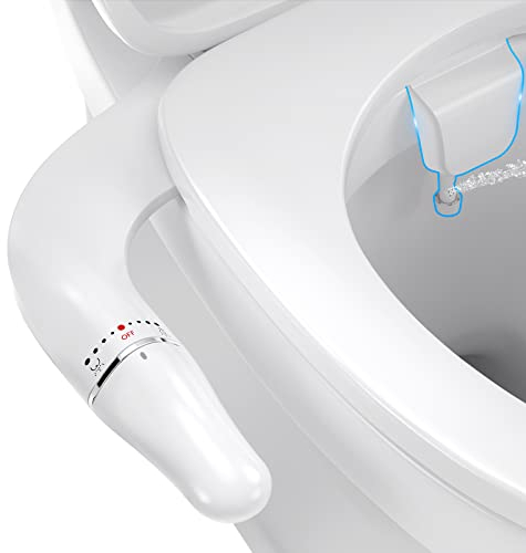 PENDEJATO Bidet Toilette WC, Ultra-thin Kit Abattant Japonais Pour Salle De Bain, Pulvérisateur De Boku, Buse Rétractable Et Pression D'eau Réglable, Entrée En Laiton, Blanc (Deux Buses)
