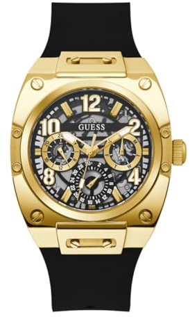 Guess Men's 43mm Watch - Navy Strap Navy Dial Rose Gold Tone Case