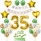 35. Geburtstag Dekoration, Frau Geburtstagsdeko 35 Jahre, Tortendeko Geburtstag 35 Jahre Frau Mann, 35 Deko Grün Gold, Luftballon 35. Geburtstagsdeko mit 35. Tortendeko