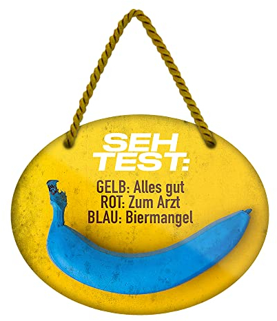 helges-shop Bier Sehtest Schild - lustiges Bierschild mit witzigem Spruch - Metallschild mit Kordel und Saugnapf - Geschenkidee für Männer - 18 cm x 12 cm
