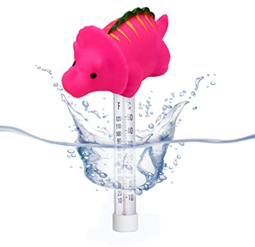 Xiaoxin Schwimmendes Pool-Thermometer, schwimmendes Dinosaurier-Tier-Thermometer mit Seil, Schwimmbecken-Thermometer für Außen- und Innenpools, Wannen, Whirlpools