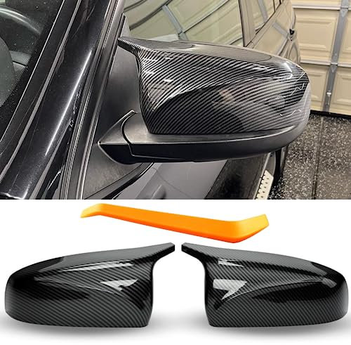 Auto Zubehör Aussen Sport Spiegelkappen Passt auf 2007-2014 BMW X5 E70 X6 E71 E72 Tuning Teile Car Accessoires - Optik Kohlefilm Schwarz, M Look