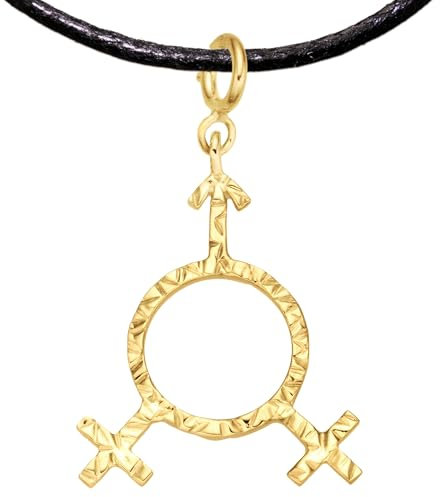 Bisexual Pride Schmuck Symbol Anhänger mit Halsband: Auch vielseitig einsetzbar für Armband, Fußkettchen, Halskette, Kette - Bi Accessoires in Silber 925 (Bisexuell Schmuck, Silber Vergoldet)