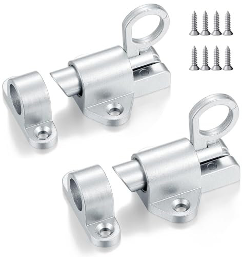 Türriegel,Federverriegelung,Automatische Türriegel,Bounce Türriegel,Spring Bounce Türschraube,Mit Schrauben,Geeignet für Fenster, Schuppen, Tor, Toilette, WC Schlafzimmer (2 Stk Silber)
