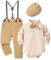 Volunboy Baby Jungen Anzug Set Bekleidung Hemd mit Fliege + Hosenträger Hosen Strampler Anzug（6-9 Monate，Größe 66，Khaki）