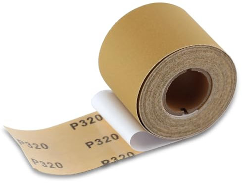 SPEEDWOX Rotolo di carta vetrata autoadesiva PSA con grana 320, larghezza 6,5 cm, lunghezza 9,1 m, fogli di carta vetrata per automotive e lavorazione del legno, levigatrici ad aria, per levigatrici a