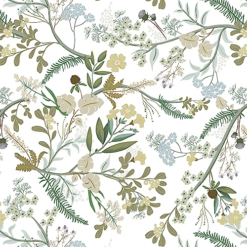 CiCiwind Papier peint autocollant Fleurs blanches 40 cm x 12 m Film épais pour meubles Autocollant En vinyle imperméable Pour salon chambre à coucher mur Pour meubles