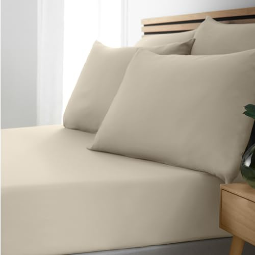 Catherine Lansfield So Soft Non-Iron King Fitted Sheet Natural
