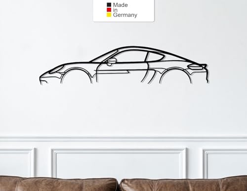 for Porsche Cayman 718 Classic, Metall Wandbild, Wanddeko, Auto Silhouette (Größe: 137 cm (54))