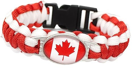 GONMFKM Modische Gewebte Armbänder Mit Kanada Flagge Kanada Weltflaggen Verschiedener Länder Armband, Mehrschichtiges Geflochtenes Fächer Armband, Neuartiger Bunter Handgefertigter Zopfschmuck Für M