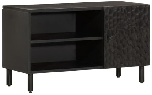 vidaXL TV-Schrank Schwarz 80x31x46 cm Massivholz Mango