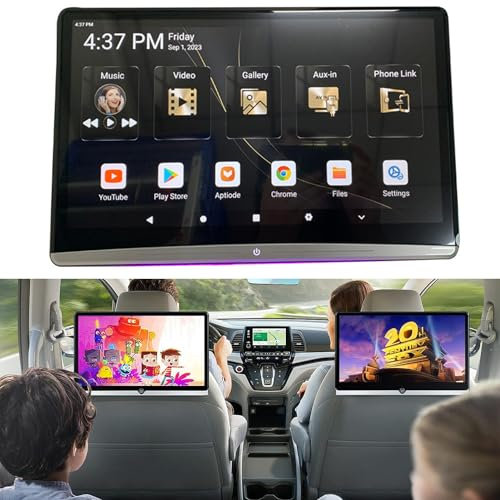 Écrans d'appuie-tête 13,3 pour voiture, 2G+32G, écran tactile IPS 16:9, lecture HD 1080P, Android 11, prise en charge W-i-F-i,avec interface USB/TF/HDMI IN/HDMI OUT,lecteur DVD voiture