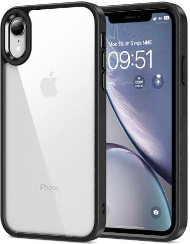 HOOMIL Crystal Clear Hülle für iPhone XR, [Anti Gelb] [Militärisch Stoßfest] Handyhülle Durchsichtig Hart Rückseite Schutzhülle - Schwarz