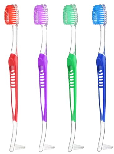 Tyqour 4 Stück Kieferorthopädische Zahnbürste, Zwischenraum Zahnbürste, Doppelendige V-Trimm Tuft Zahnbürste weiche Borsten Zahnspangen Interdental Zahnbürste für Zahnspangen und Detail Reinigung