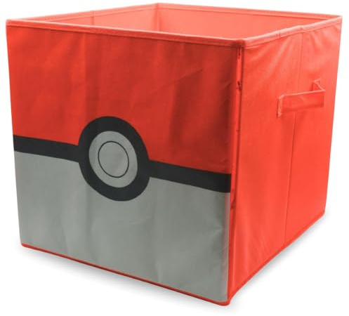 HOX Kids Pokemon Pokeball Collapsible Storage Boxes with Handles Durable Fabric Foldable Storage Cubes | Compatible Ikea Kallax Furniture | Perfect For Organising Kids Room & Playroom