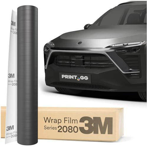 PRINT.GG Autofolie 3M 2080 Gebürsteter Stahl BR201, 152 x 30 cm, Selbstklebende Folie Car Wrapping Folie, Robuste Lackschutzfolie Auto, Motorrad, Boot, Auto Folie mit hervorragender Haftung