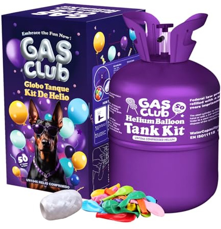 GasClub 13L Helium Tank for Balloons At Home Helium Balloon tank Up To 50 Latex Balloons
